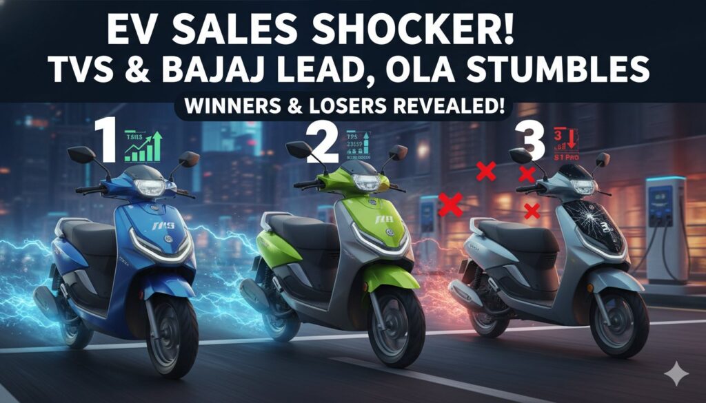 भारत में 2025 इलेक्ट्रिक टू-व्हीलर सेल्स चार्ट TVS Bajaj Ola Ather Hero