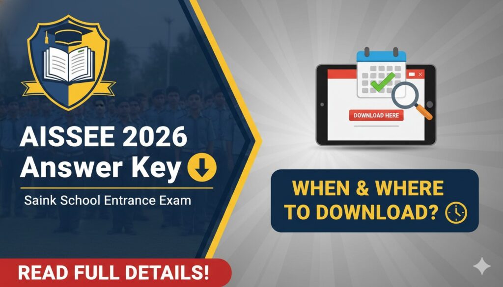 AISSEE 2026 आंसर की डाउनलोड पेज का स्क्रीनशॉट