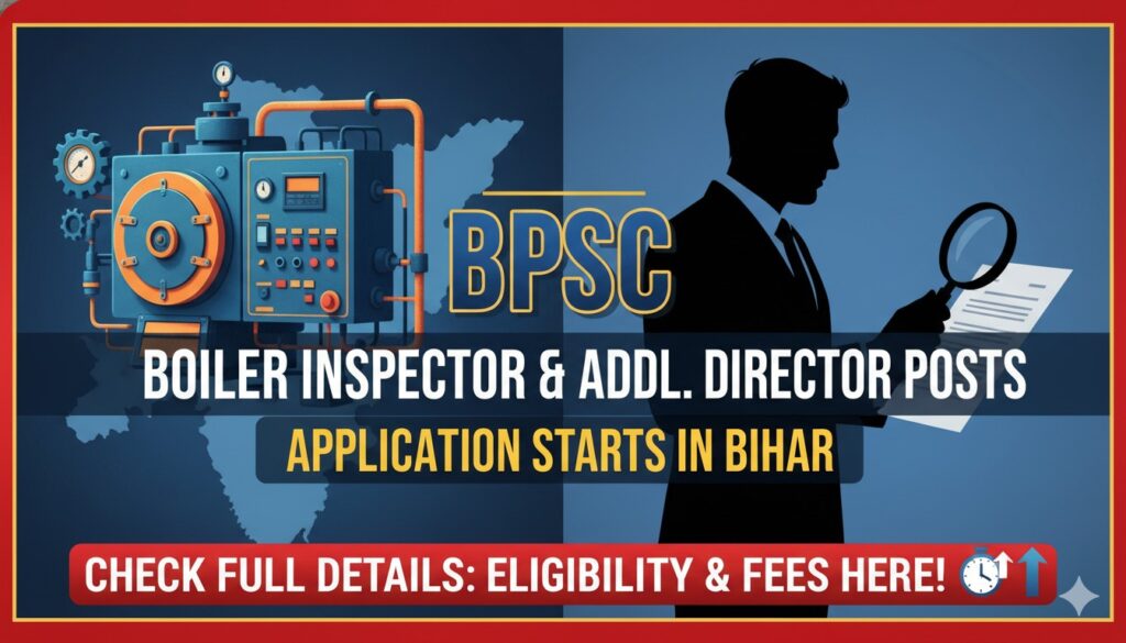 BPSC ऑफिशियल नोटिफिकेशन के साथ बॉयलर इंस्पेक्टर और एडिशनल डायरेक्टर वैकेंसी का ग्राफिक