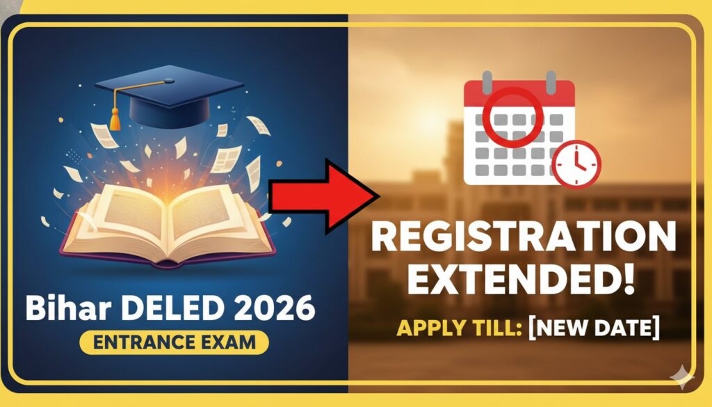 बिहार डीएलएड 2026 रजिस्ट्रेशन एक्सटेंशन की सूचना दिखाती इमेज।
