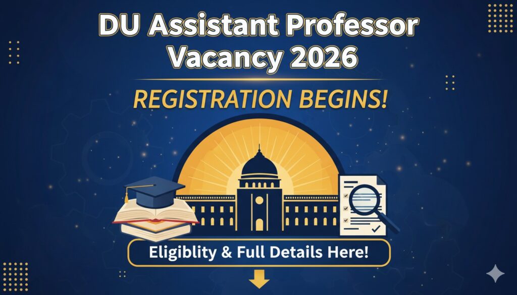 दिल्ली विश्वविद्यालय के मुख्य भवन की तस्वीर जहां असिस्टेंट प्रोफेसर भर्ती की घोषणा हुई