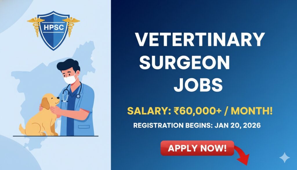 HPSC वेटरनरी सर्जन भर्ती अधिसूचना का लोगो और आवेदन फॉर्म का ग्राफिक