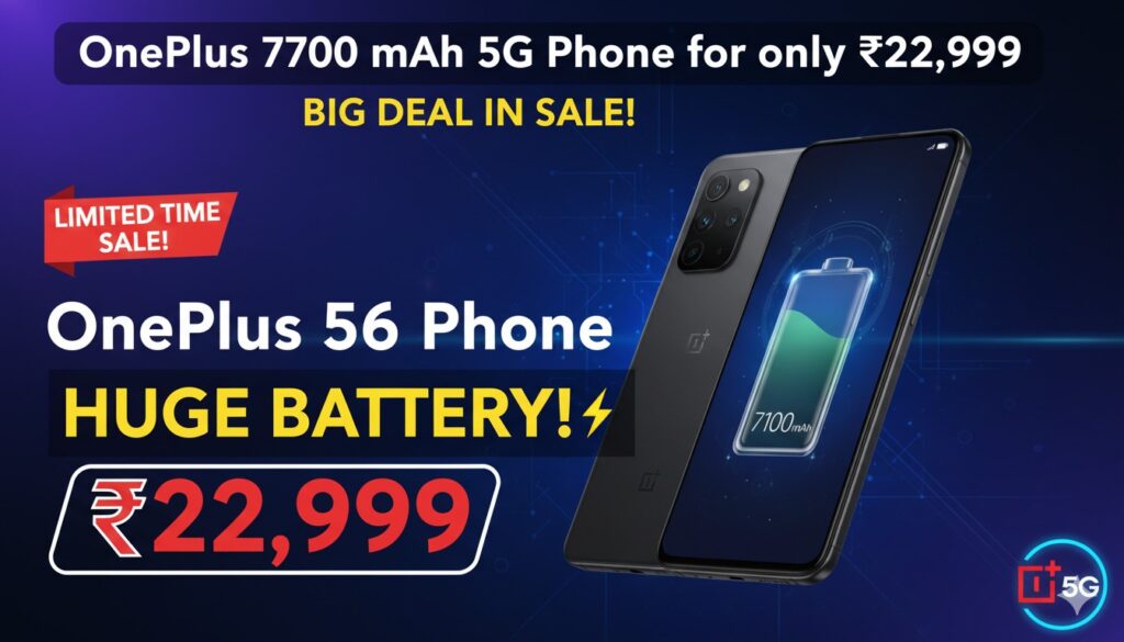 OnePlus Nord CE5 स्मार्टफोन की इमेज जिसमें 7100 mAh बैटरी हाइलाइट है