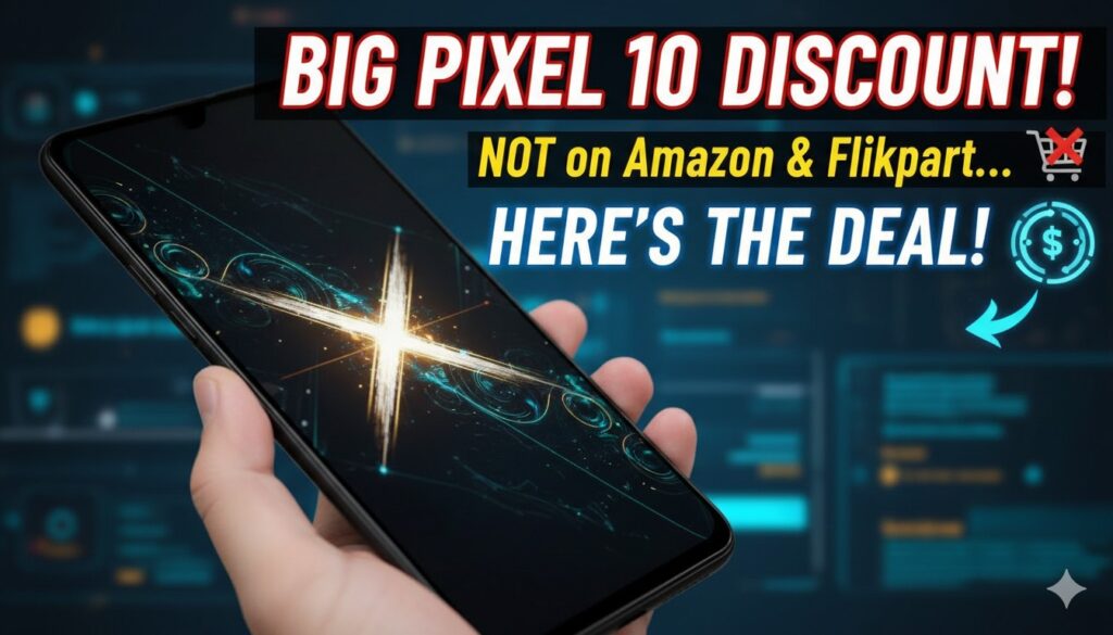 Google Pixel 10 स्मार्टफोन पर डिस्काउंट ऑफर दिखाता हुआ इमेज
