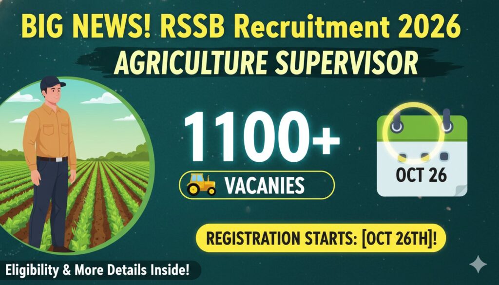 RSSB एग्रीकल्चर सुपरवाइजर भर्ती 2026 का नोटिफिकेशन और आवेदन फॉर्म