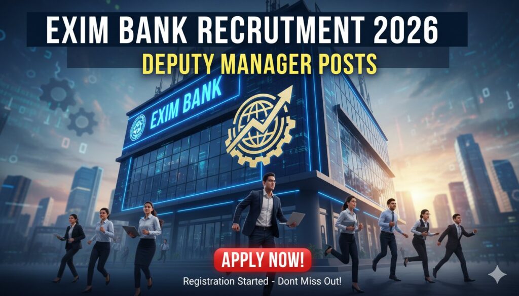 Alt Text for featured image EXIM Bank Deputy Manager Recruitment 2026 के लिए आवेदन शुरू, 20 पद उपलब्ध