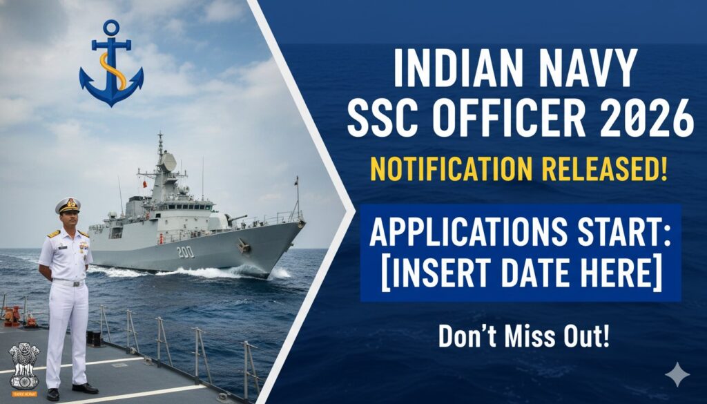 Alt Text for featured image : भारतीय नौसेना SSC ऑफिसर भर्ती 2026 - ऑफिसर यूनिफॉर्म में युवा उम्मीदवार