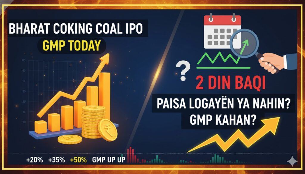 Alt Text for featured image : भारत कोकिंग कोल आईपीओ GMP और सब्सक्रिप्शन स्टेटस दिखाता ग्राफिक चार्ट