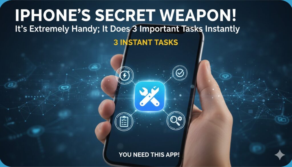 iPhone स्क्रीन पर Shortcuts ऐप का इंटरफेस दिखाते हुए, जहां कस्टम एक्शंस विजिबल हैं।