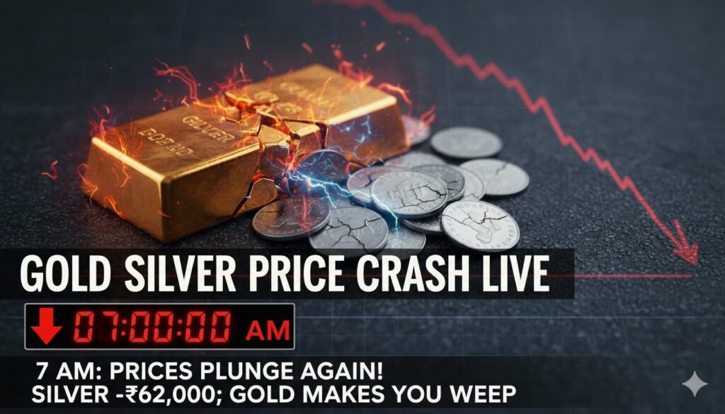 सोने और चांदी की कीमतों में गिरावट दिखाता ग्राफ