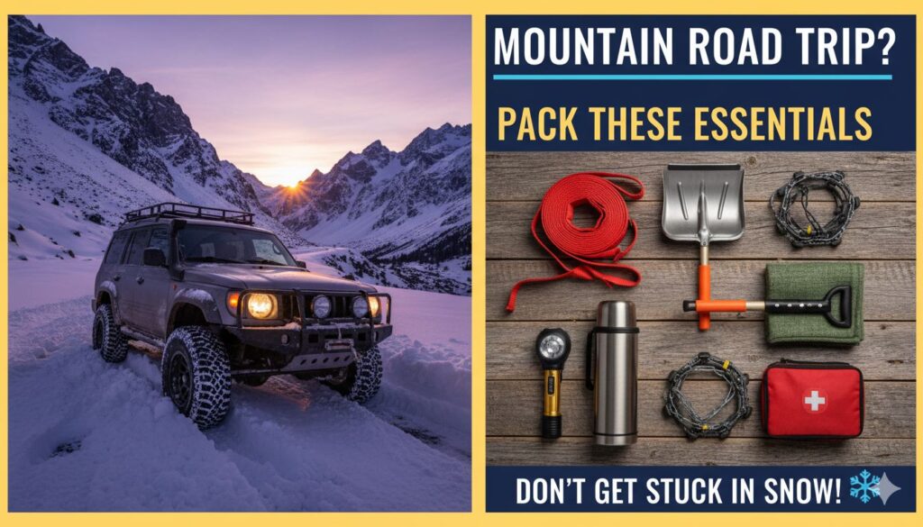 बर्फ से ढके पहाड़ों में फंसी कारें और यात्री