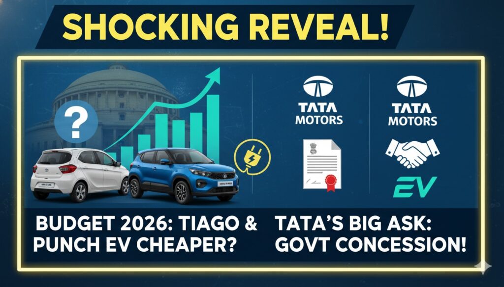 टाटा Tiago EV और Punch EV की इमेज, बजट 2026 की पृष्ठभूमि में।