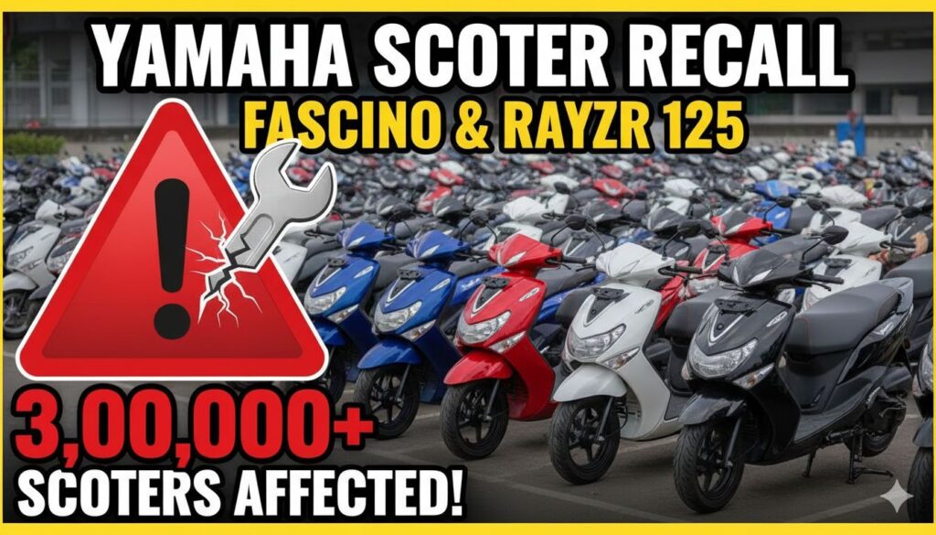 यामाहा Fascino 125 और RayZR 125 स्कूटरों का रिकॉल नोटिस दिखाता हुआ इमेज