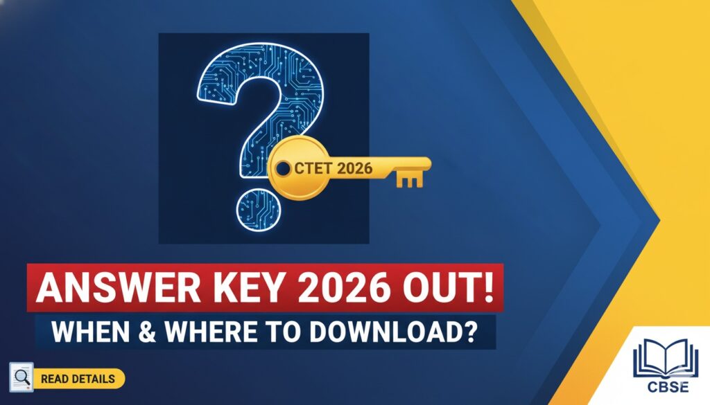 CBSE CTET 2026 प्रोविजनल आंसर की डाउनलोड स्क्रीन और ऑफिशियल वेबसाइट ctet.nic.in का ग्राफिक