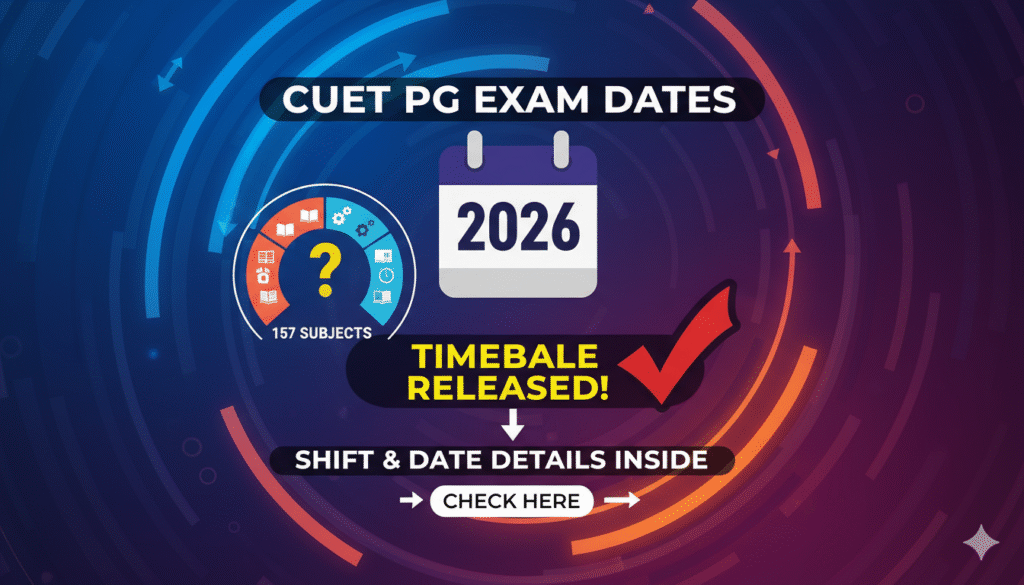 CUET PG 2026 exam timetable released by NTA with dates from March 6 to 27