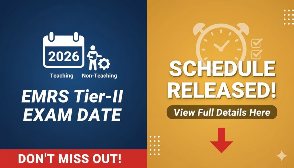 EMRS Tier-II Exam Date 2026 शेड्यूल के साथ टीचिंग और नॉन-टीचिंग परीक्षा की तस्वीर