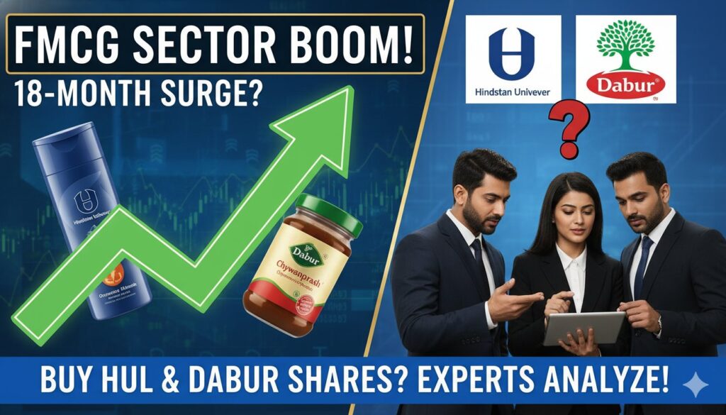 FMCG सेक्टर में ग्रोथ दिखाता स्टॉक चार्ट और प्रोडक्ट्स