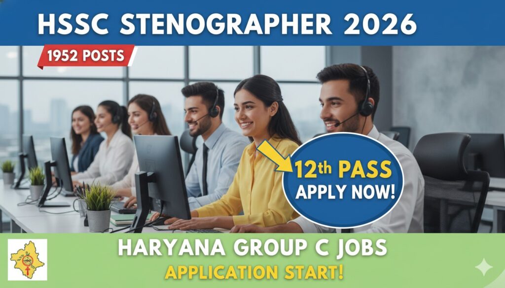HSSC Stenographer Recruitment 2026 official notification poster with application details