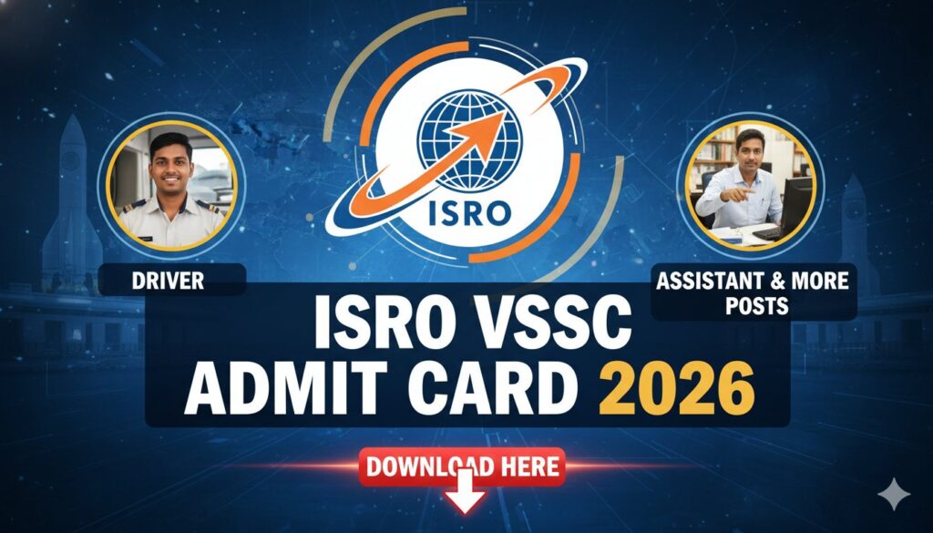 ISRO VSSC Admit Card 2026 डाउनलोड करने की स्क्रीनशॉट, परीक्षा तिथि 26-27 फरवरी