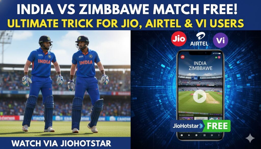 India vs Zimbabwe T20 World Cup 2026 मैच JioHotstar पर फ्री स्ट्रीमिंग, Jio Airtel Vi यूजर्स