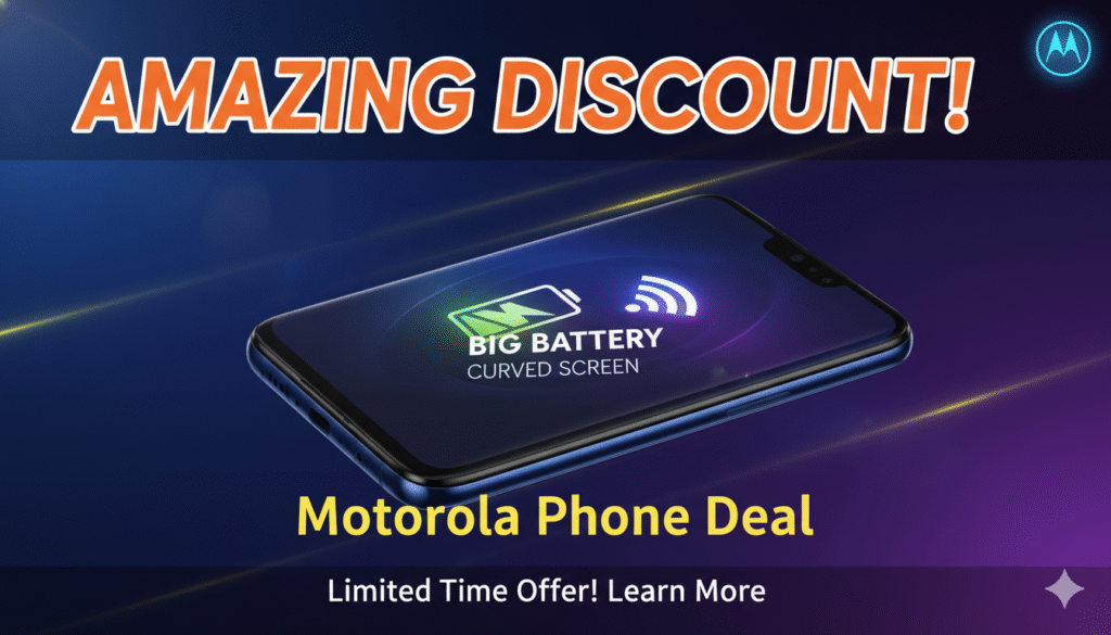 Motorola Edge 60 Pro smartphone with curved screen and large battery on discount