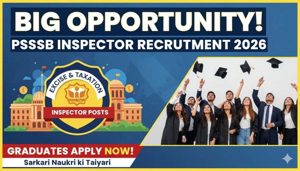 पंजाब PSSSB एक्साइज एंड टैक्सेशन इंस्पेक्टर भर्ती 2026 के लिए 197 पदों की अधिसूचना, युवा उम्मीदवार आवेदन कर रहे हैं