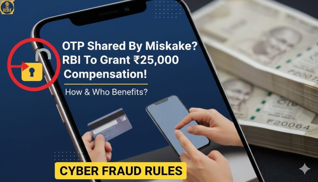RBI logo with digital fraud alert icons representing cyber security and compensation
