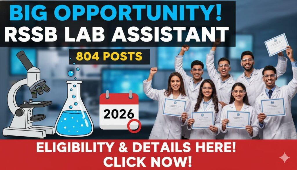 Alt Text for featured image : राजस्थान आरएसएसबी लैब असिस्टेंट भर्ती 2026 के लिए आवेदन प्रक्रिया, 804 पदों पर ऑनलाइन फॉर्म