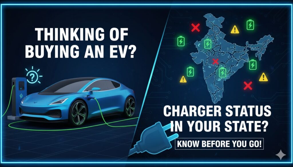 Alt Text for featured image : भारत के विभिन्न राज्यों में EV चार्जिंग स्टेशनों की संख्या दिखाता ग्राफिकल मैप, कर्नाटक और महाराष्ट्र हाइलाइटेड