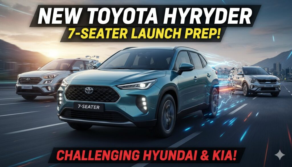 Toyota Urban Cruiser Hyryder 7-सीटर वर्जन का स्पाई शॉट, लंबा बॉडी और थर्ड रो वाली SUV