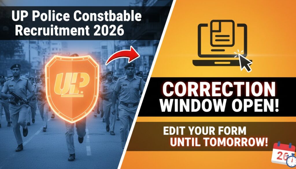 यूपी पुलिस कांस्टेबल भर्ती 2026 सुधार विंडो का स्क्रीनशॉट