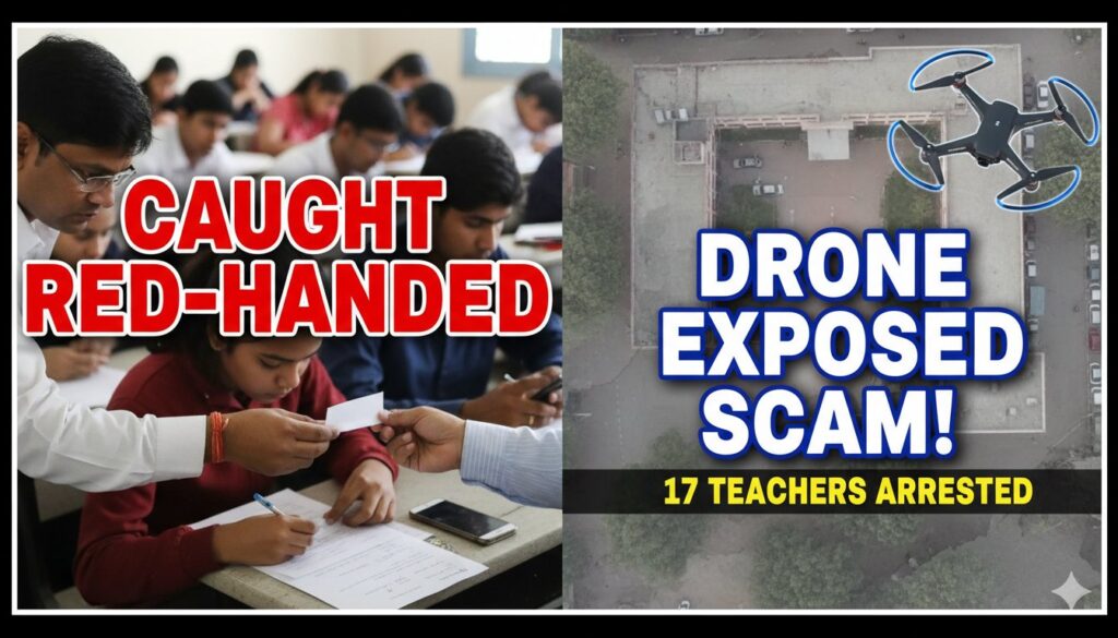 महाराष्ट्र बोर्ड परीक्षा में ड्रोन कैमरे से पकड़े गए नकल के दृश्य, बीड जिले का चौसाला केंद्र