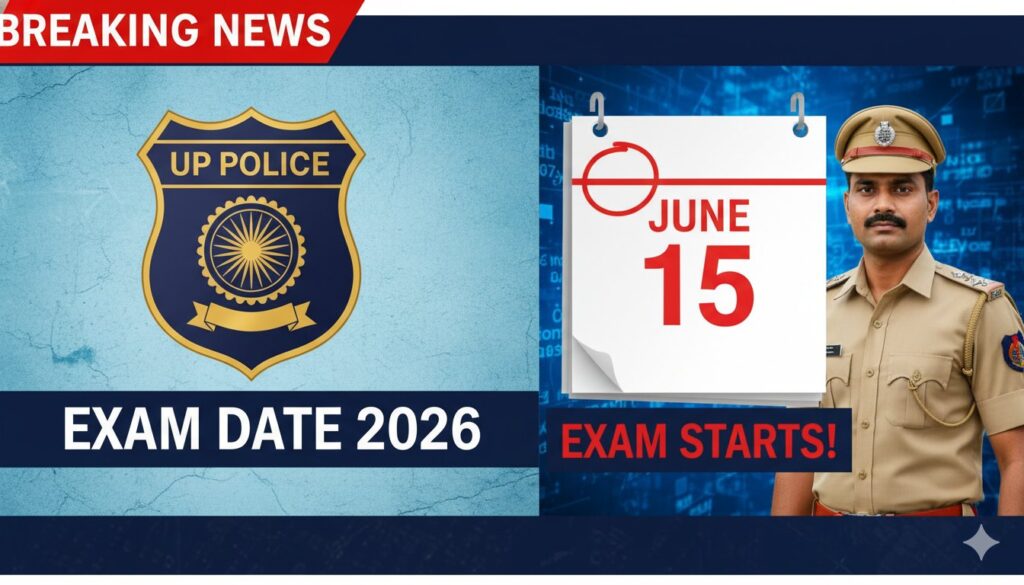 यूपी पुलिस कॉन्स्टेबल परीक्षा 2026 की तिथियां घोषित करते हुए बोर्ड की मीटिंग का दृश्य