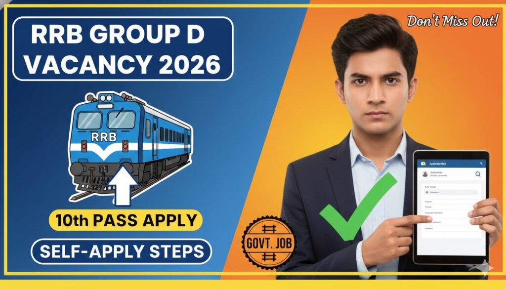 रेलवे ग्रुप डी भर्ती 2026 के लिए ऑनलाइन फॉर्म भरते उम्मीदवार की इमेज