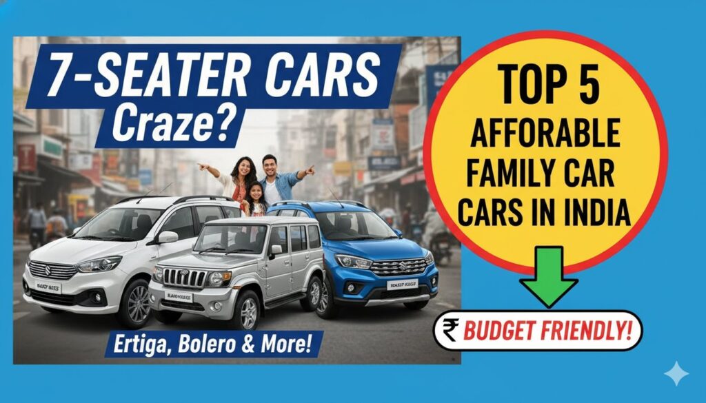 भारत की सबसे किफायती 7-सीटर फैमिली कारें 2026 - Ertiga, Bolero और अन्य मॉडल्स