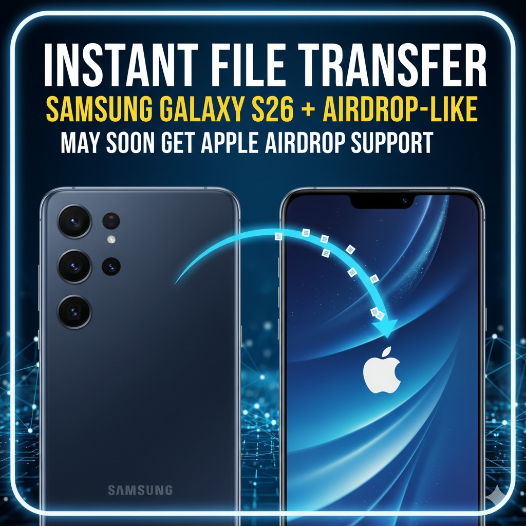 Samsung Galaxy S26 सीरीज में Apple AirDrop सपोर्ट के साथ फाइल शेयरिंग का ग्राफिक