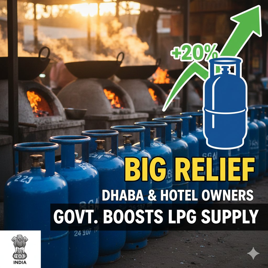 ढाबा और होटल में LPG सिलेंडर की आपूर्ति बढ़ाने वाली सरकारी राहत की खबर