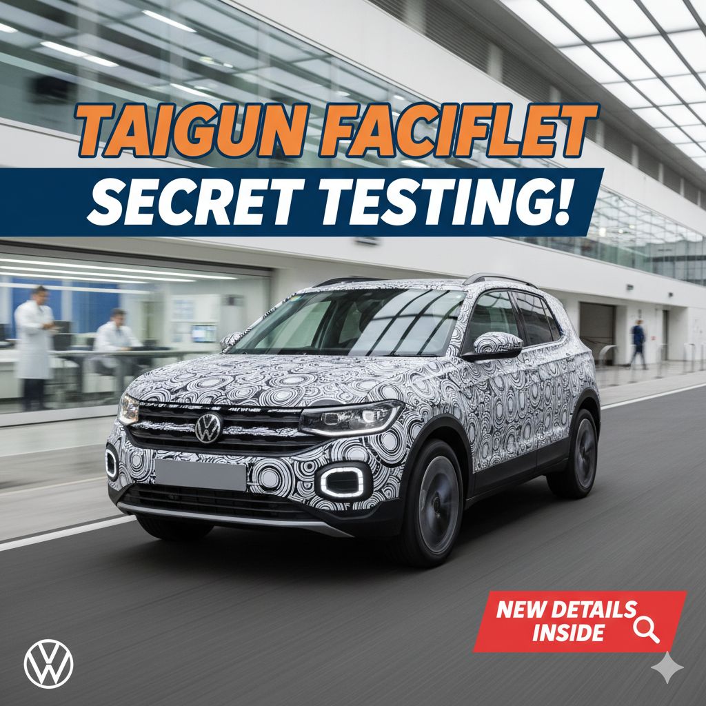 2026 Volkswagen Taigun Facelift spied testing on Indian roads with new LED headlights and revised front grille