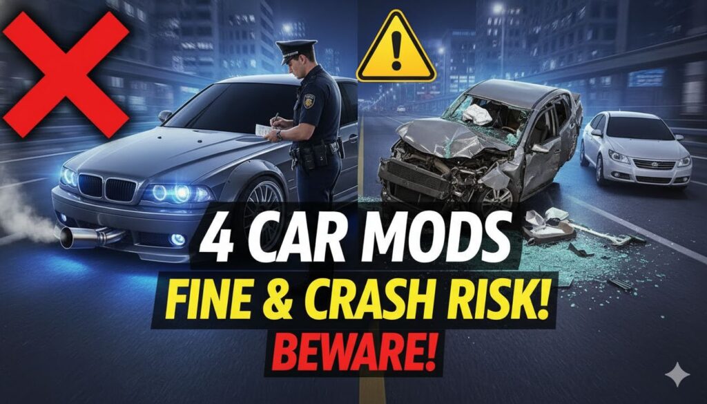 कार में अवैध मॉडिफिकेशन जैसे डार्क टिंट, लाउड एग्जॉस्ट और बुल बार से पुलिस चालान और एक्सीडेंट का खतरा