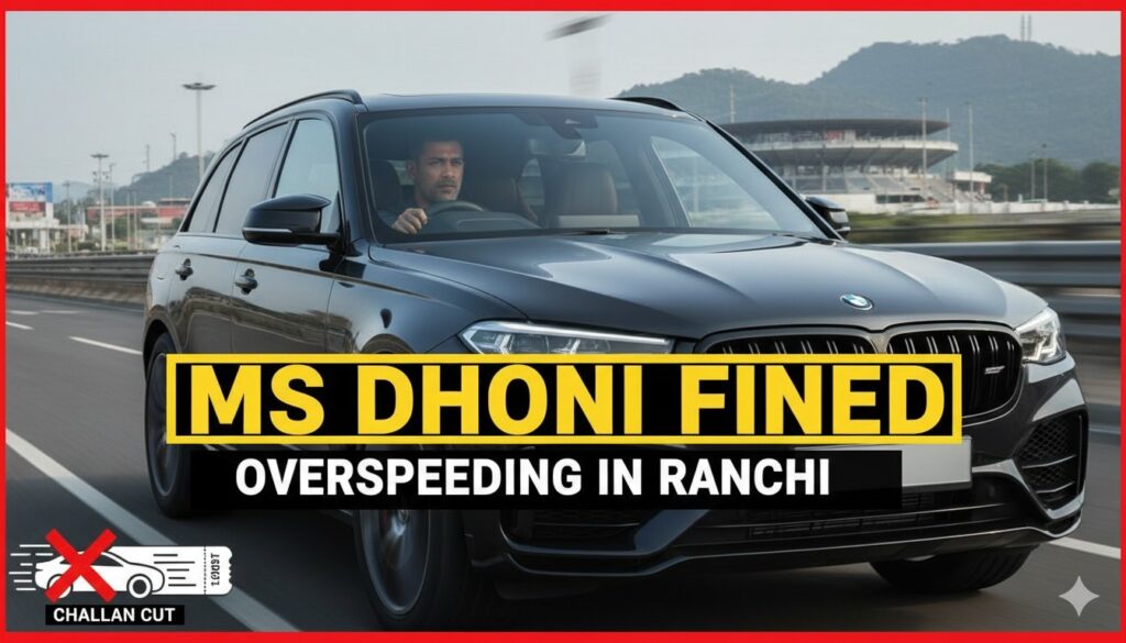 महेंद्र सिंह धोनी की ब्लैक मर्सिडीज कार रांची की सड़क पर ओवरस्पीडिंग के दौरान
