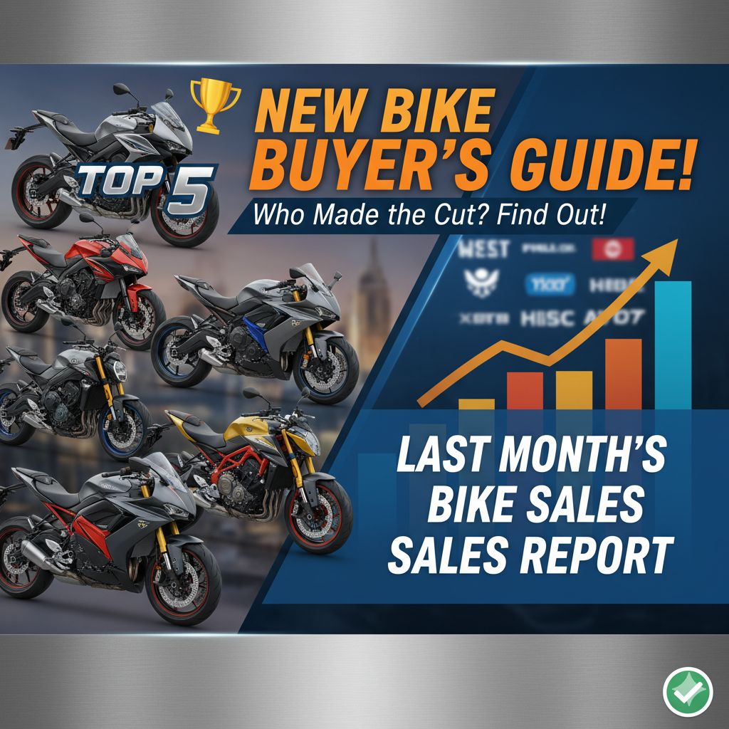 फरवरी 2026 में टॉप 5 सबसे ज्यादा बिकने वाली बाइक्स का ग्राफिक, Hero Splendor Plus नंबर 1 पर