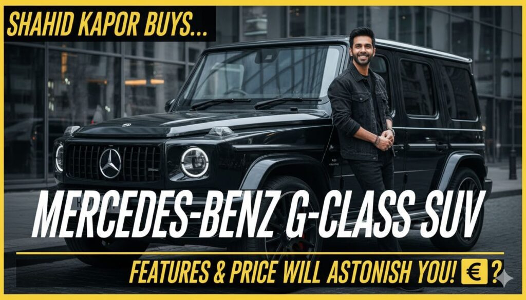 शाहिद कपूर अपनी नई Mercedes-Benz G-Class G 450d एसयूवी के साथ पोज देते हुए