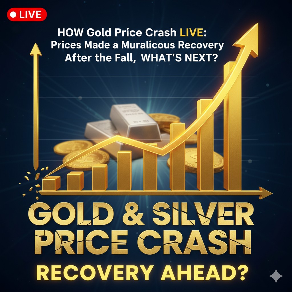 सोने और चांदी की कीमतों में गिरावट के बाद रिकवरी दिखाता ग्राफ, भारत में लाइव गोल्ड सिल्वर रेट